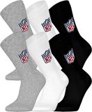 NFL SHIELD Crew Socks - 6-pack - Grijs/Wit/Zwart - Maat 39/42