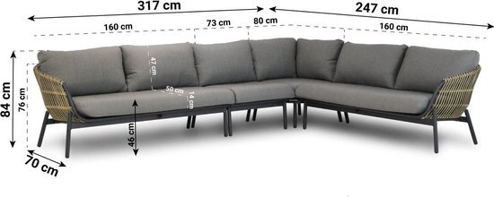 Coco Nathan/Rimini 75 cm hoek loungeset 5-delig