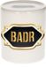 Bellatio Decorations Shoppartners Bv Spaarpot met voornaam Badr - wit - met goud/zwart embleem - 8 x 9 cm - keramiek - met afsluitdop - cadeau verjaardag