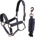 Horka Halsterset Deluxe Blauw/Rosegoud - Pony