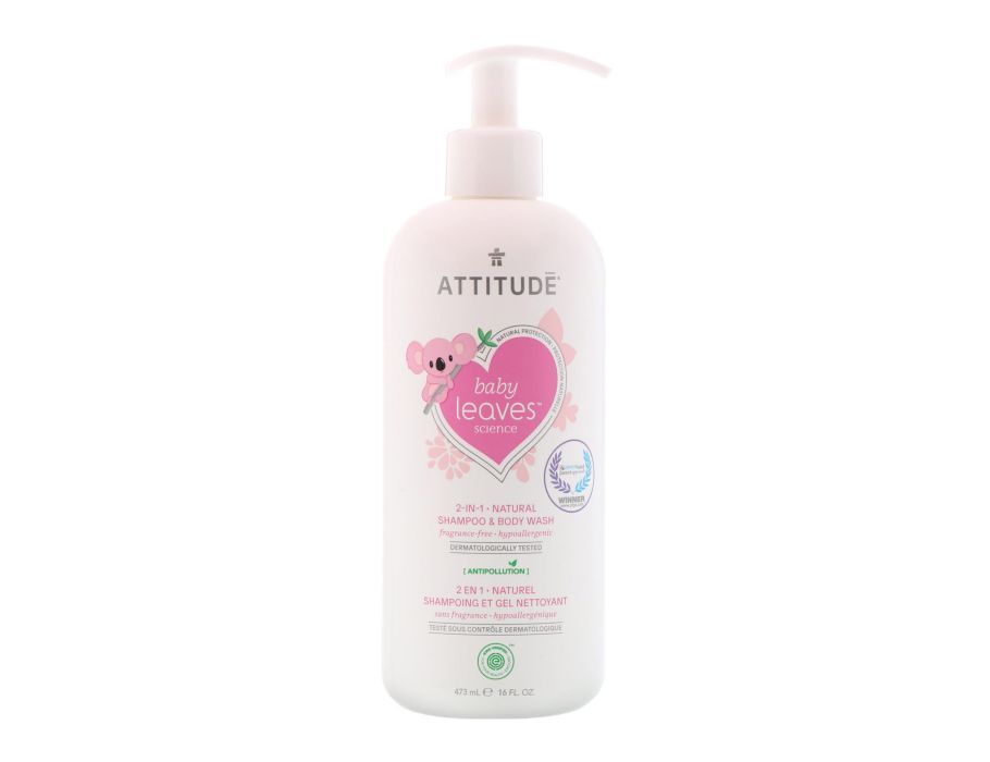 Attitude Baby Leaves 2 in1 Shampoo Bodywash - fragrance free - 473 ml Geurvrij