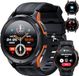 OBA Oukitel BT10 Smartwatch voor heren met bluetooth-oproepen, 1,43 inch AMOLED-display, batterij 410 mAh, waterdicht horloge 5 ATM met hartslagmeter, slaapbewaking voor Android iOS, oranje