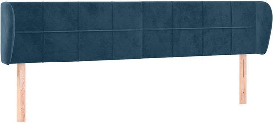 vidaXL Hoofdbord met randen 203x23x78/88 cm fluweel donkerblauw