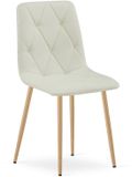 LEOBERT LIBRA Chaise de salle à manger – Tissu beige – Pieds en bois – Assise rembourrée – 44,5 x 54,5 x 87 cm