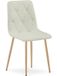 LEOBERT LIBRA Chaise de salle à manger – Tissu beige – Pieds en bois – Assise rembourrée – 44,5 x 54,5 x 87 cm