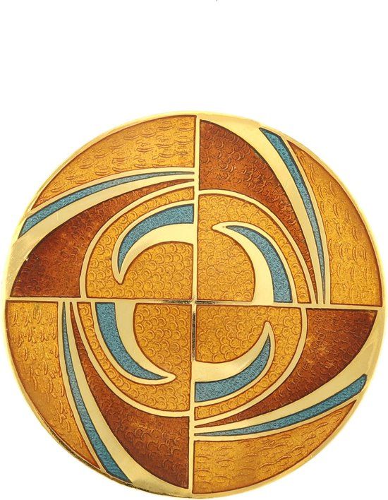 Behave® Dames broche rond bruin - Emaille - 4 cm