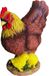 Merkloos / Sans marque Relaxdays Tuinbeeld Kip - 24 cm - met kuikens - Kunststof - Bruin/Geel/Rood