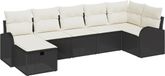 vidaXL Bankstel Zwart/Crèmewit polyrattan 7-delig