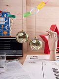 2 Xmas 2 Glas Xmas kerstballen met glitter patroon en kralen