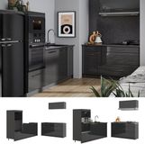 Vicco Keuken Fame-Line, Antraciet Hoogglans/Antraciet, 340 cm zonder werkblad