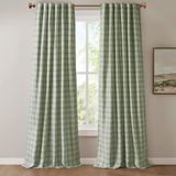 Madison Park Anaheim Cabin geruite gordijnvenster, thermisch geïsoleerde fleece voering, woonkamer decor lichtblokkerende gordijnen voor slaapkamer, 1-enkel paneel pakket, 127 x 241 cm faux lederen