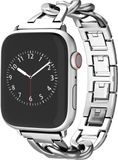 By Qubix Qubix Metalen quick-release ketting band - Zilver - Geschikt voor Apple watch 44mm / 45mm / 46mm / 49mm (Ultra 1,2,3 en 4)