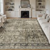 Merkloos Vloerkleed - Vintage look - Wasbaar - voor Woonkamer - Bruin - 300x400 cm