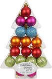 Inge-glas Inge's Christmas Decor Gmbh Gekleurde mix kunststof kerstballen - 17 stuks - pakket - 3 cm - Kerstboomversiering gekleurd