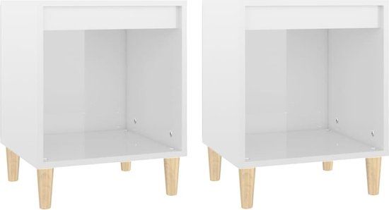 vidaXL Nachtkastjes - Set van 2 - Hoogglans Wit - 40x35x50 cm