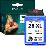 Evoke Compatible Ink for HP 28 HP28 C8728Ae Tri-Color CMY Cyan Magenta Yellow 18ml 420 Pages Deskjet 3320-3840