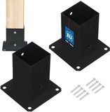 KOTARBAU® Paalvoet, Paalhouder, 2 stuks, Gepoedercoat Staal, 80 x 80 mm, Zwart