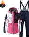 GOURIXIN Nivard Skipak - SkiBroek - Skijas - Ski Suit - Wintersport - Dames - 2-Delig - Donker Roze - Maat XL