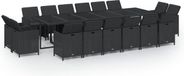 vidaXL 17-delige Tuinset met kussens poly rattan zwart