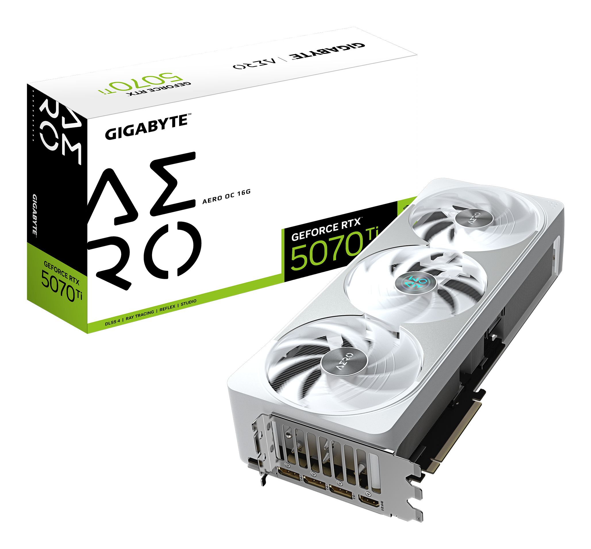 Gigabyte GeForce RTX 5070 Ti AERO OC 16G - 16GB GDDR7 - White - Videokaart