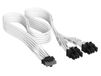 CORSAIR Elite Premium Individueel Omhulde PCIe 12V-2x6 naar 2x 8-Pins (6+2 Split) PSU-Kabel – Drievoudige mesh paracord-omhulling, low-profile kabelkammen, compatibel met 12V-2x6 PSU's – Wit