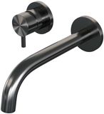 Brauer Gunmetal Edition Inbouw Wastafelmengkraan met Gebogen Uitloop en Rozetten Model B2 Gunmetal Geborsteld PVD