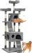 Arbre à chat, 153 cm de haut - 5 plateaux - 2 cachettes - 3 couchages - 2 rampes - Poteaux en sisal - Souris suspendues - Gris