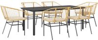 vidaXL 7-delige tuinset met kussens, bruin, polyrotan, glas