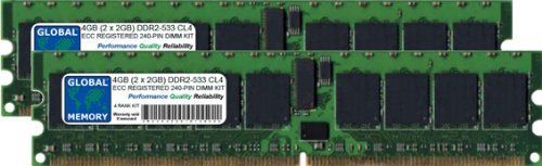GLOBAL MEMORY 4GB (2 x 2GB) DDR2 533MHz PC2-4200 240-PIN ECC GEREGISTREERD DIMM (RDIMM) GEHEUGEN RAM KIT VOOR SERVERS/WERKSTATIONS/MOEDERBORDEN (4 RANK KIT NON-CHIPKILL)