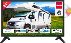 rca RD24H2CU 24 inch TV (TV 60 cm) met ingebouwde DVD speler geschikt voor campers en caravans 12V auto adapter, Dolby Audio, Triple Tuner DVB-C/T2/S2, HDMI, USB, digitale audio uitgang.