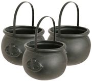 Witbaard Heksenketel - Set van 3x stuks - kookpot - noir - plastique - 15 x 20 cm - décoration - accessoires