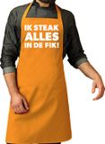 Bellatio Decorations Schort - Ik steak alles in de fik - Geel