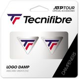 Tecnifibre Logo Damp Tricolore Tennis Dampers - Wit/Blauw/Rood (2 stuks)