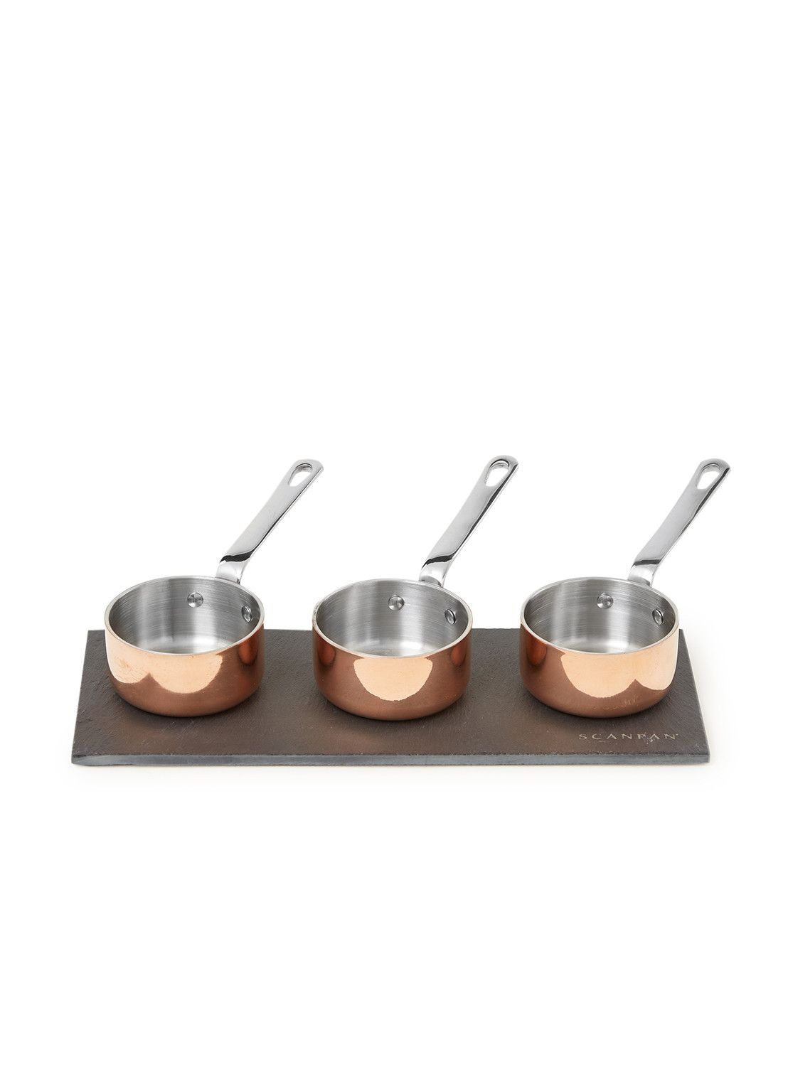 SCANPAN Maitre d' Copper mini steelpan 6,5 cm set van 3 met onderzetter