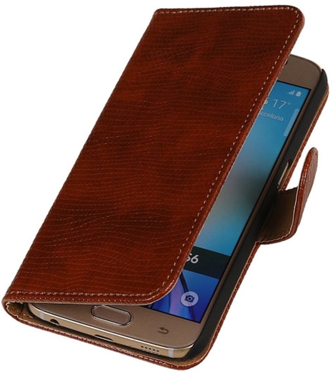 Best Cases .nl Bruin Mini Slang Booktype wallet hoesje voor Apple iPhone 6 / 6s Plus