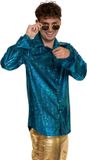 Partychimp Shiny Disco Shirt Turquoise voor Heren