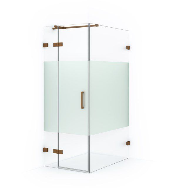 Maxaro Douchecabine Diamond 110x80cm 8mm Helder Veiligheidsglas met Matte Strook Koper