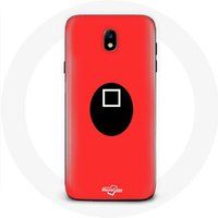 Maniacase Hoesje voor Samsung Galaxy J5 2017 Inktvis Spel vierkant masker rode achtergrond