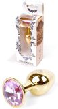 Boss Series - Gold Plug - Anale Plug - Buttplug - Gouden Plug - Diamant - S/M - Licht Roze