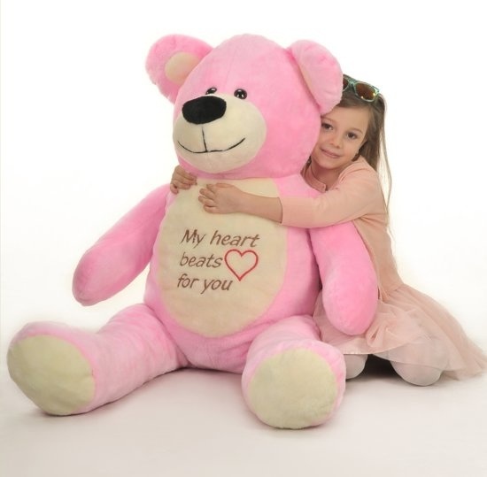 Viking Choice Super grote knuffelbeer - 125 cm grote teddybeer - roze