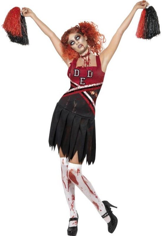 Smiffys Zombie Cheerleader kostuum voor dames Halloween outfit - Verkleedkleding maat 36-38