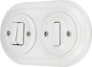 SET PR1 Interrupteur encastré, porcelaine, design rétro, double interrupteur, 2 voies, tout-en-un, blanc