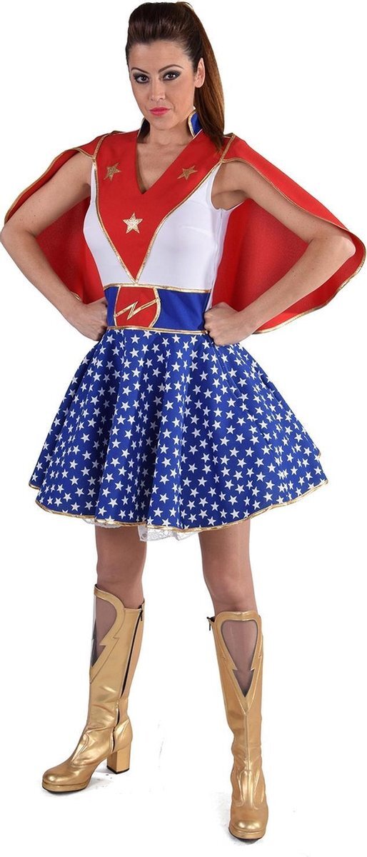 Magic design Kostuum Super Girl Dames Polyester Blauw Maat L