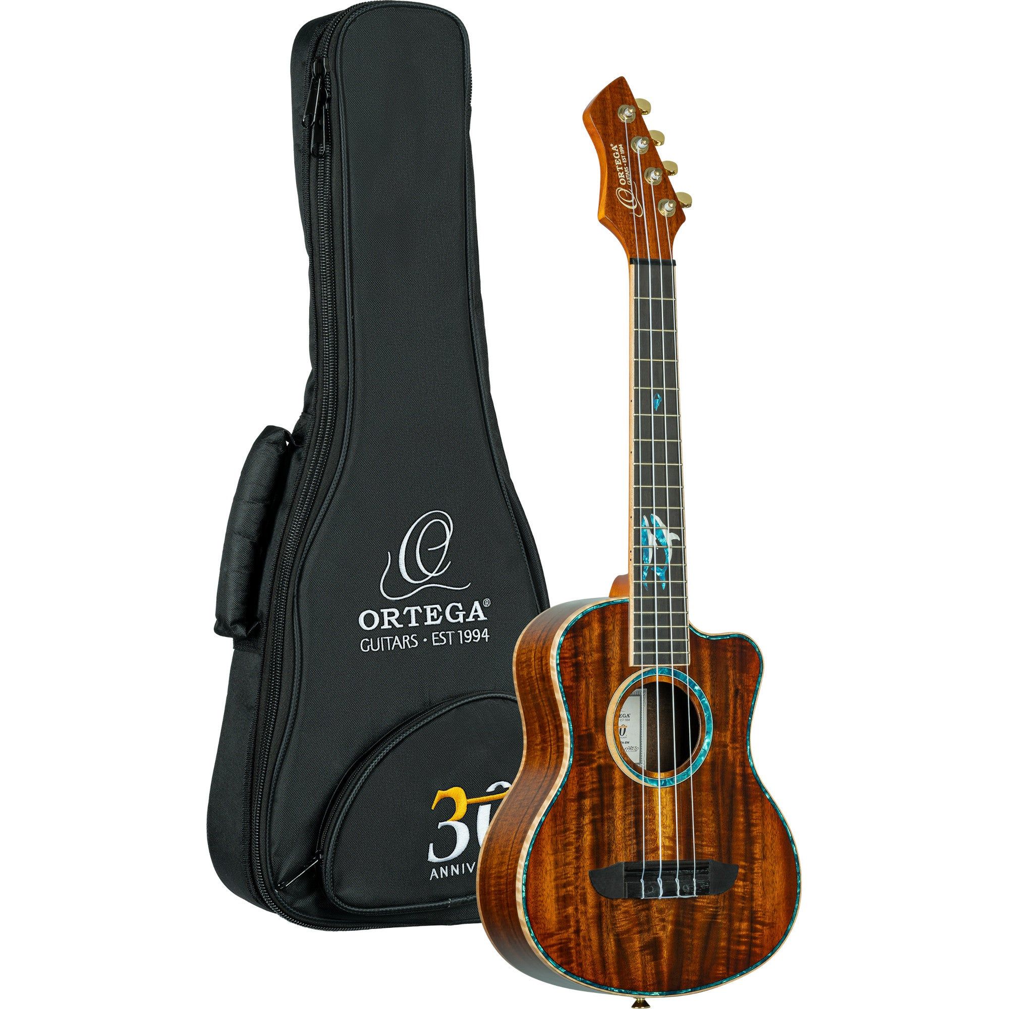 Ortega 30th Anniversary Series RUHZ30TH-BW E/A Tenor Ukulele with Gig Bag