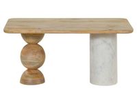 FLORENZ Table basse 100x60x45 en bois de manguier naturel laqué / marbre blanc #105