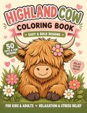 Highland Cow Easy and Bold Coloring Book