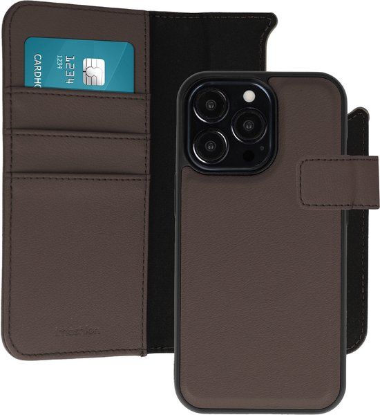 imoshion Hoesje - Geschikt voor Apple iPhone 13 Pro - Uitneembare 2-in-1 Luxe Bookcase - Bruin