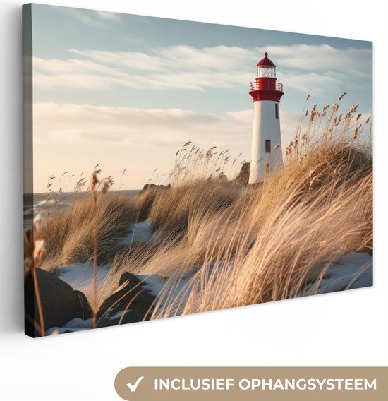 Canvas Schilderij Vuurtoren - 60x40 cm - Wanddecoratie
