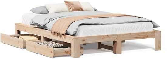 VidaXL Bedframe 140x190 cm Massief Grenenhout