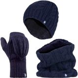 Heat Holders Dames Hoed Nekwarmer Handschoenen Set Navy Acryl One Size